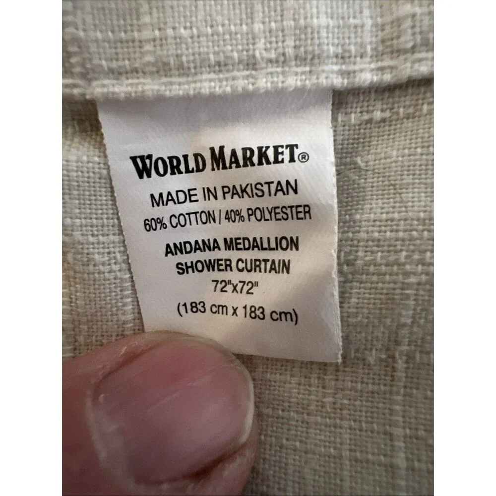 World Market Andana Medallion Shower Curtain 72x72 Multicolor Boho Mandala FLAW